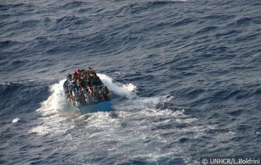 Boat at sea, UNHCR image
